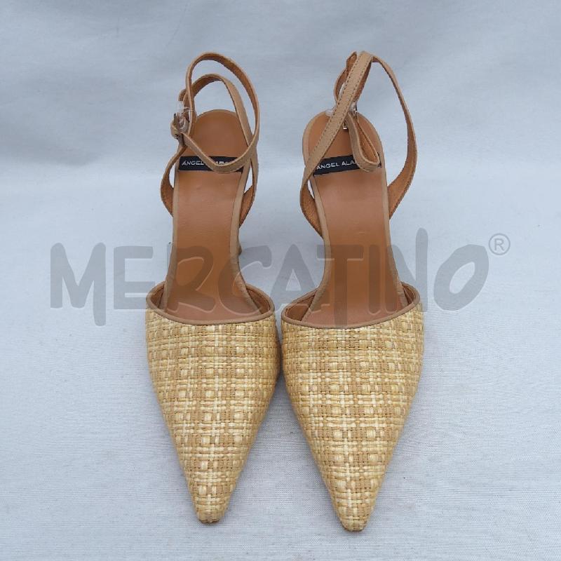 SANDALI DONNA ANGEL ALARCON SC1 RAFIA GIALLO BEIGE  | Mercatino dell'Usato San maurizio canavese 2