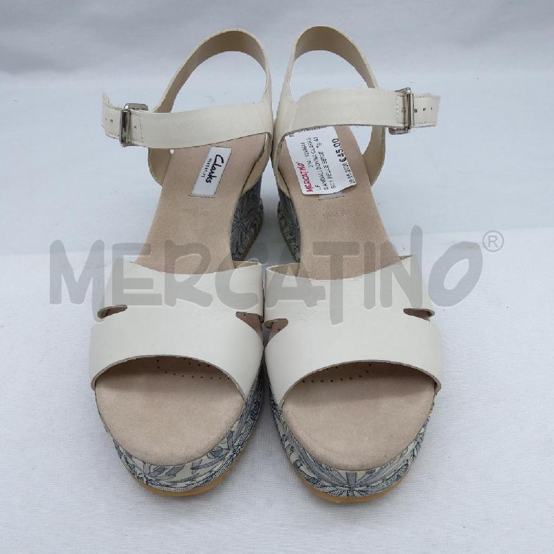 SANDALI DONNA CLARKS SC1 PELLE BEIGE ZEPPA FLOREALE BLU  | Mercatino dell'Usato San maurizio canavese 2