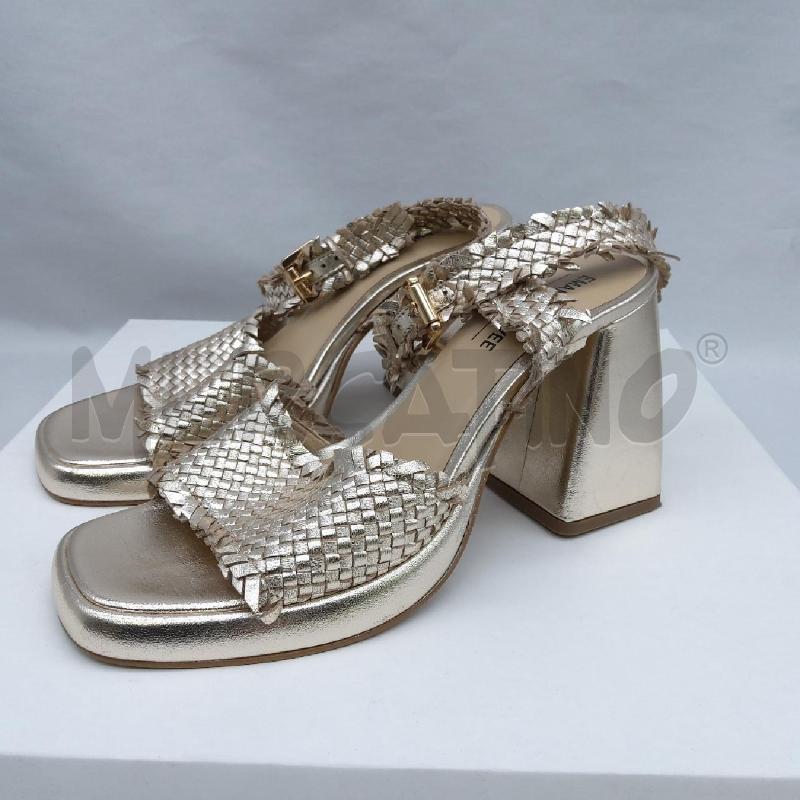 SANDALI DONNA EMANUELLE VEE SC1 PELLE DORATA INTRECCIATA  | Mercatino dell'Usato San maurizio canavese 1