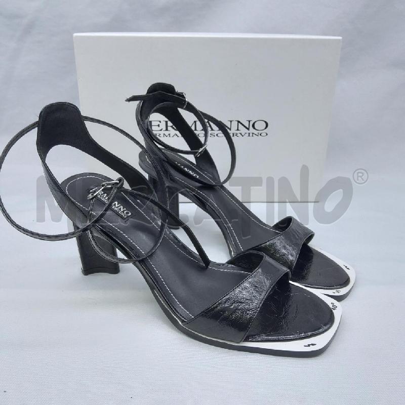 SANDALI DONNA ERMANNO SCERVINO NERO LUCIDO DOPPIO CINGHIETTO  | Mercatino dell'Usato San maurizio canavese 2