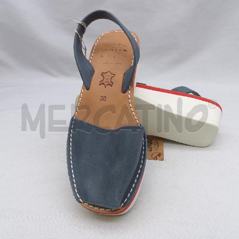 SANDALI DONNA PONS 1N VERA PELLE BLU SUOLA ROSSO BNC  | Mercatino dell'Usato San maurizio canavese 4