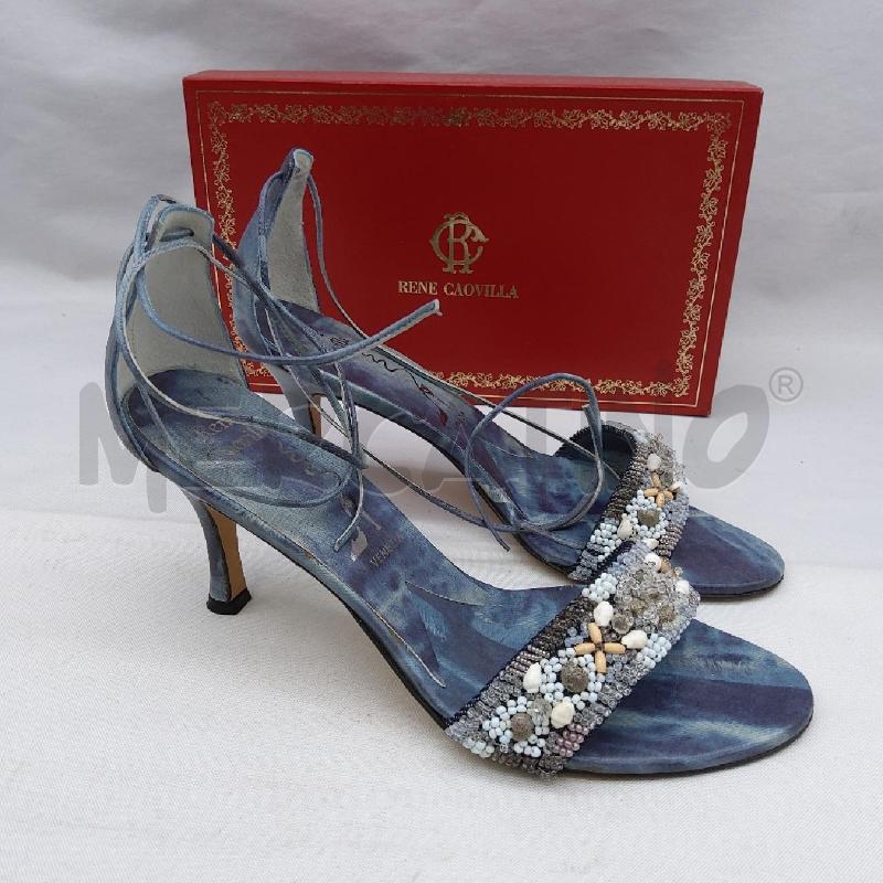 SANDALI DONNA RENÈ CAOVILLA SC2 FANTASIA DENIM PERLINE E CONCHIGLIE  | Mercatino dell'Usato San maurizio canavese 2