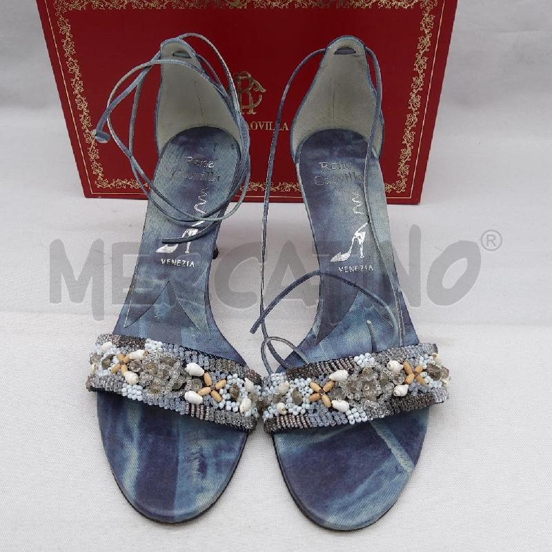 SANDALI DONNA RENÈ CAOVILLA SC2 FANTASIA DENIM PERLINE E CONCHIGLIE  | Mercatino dell'Usato San maurizio canavese 3