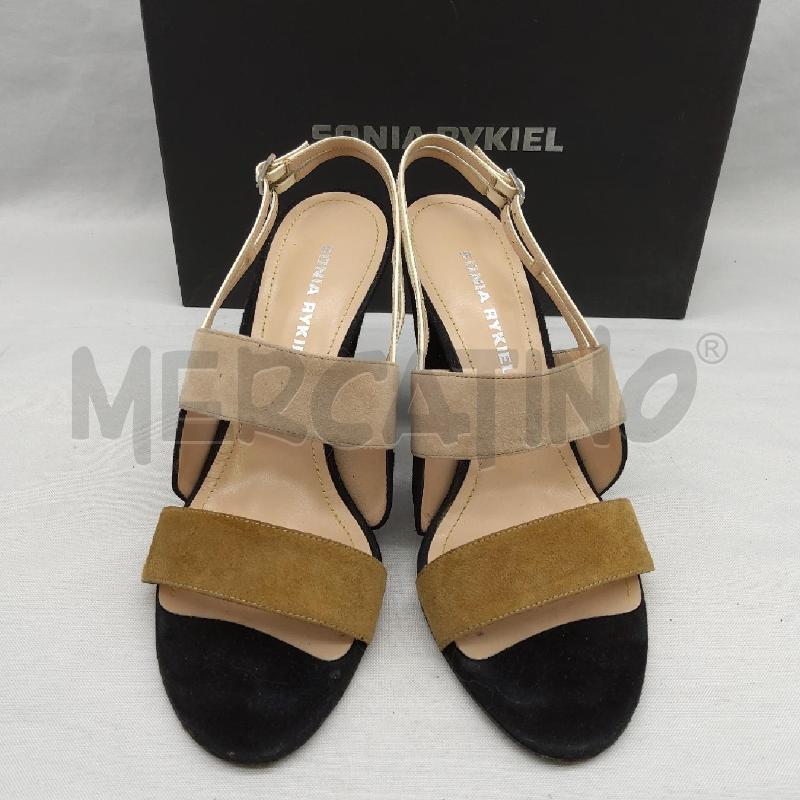 SANDALI DONNA SONIA RYKIEL SC1 NERO BEIGE SENAPE SCAMOSCIATO  | Mercatino dell'Usato San maurizio canavese 2