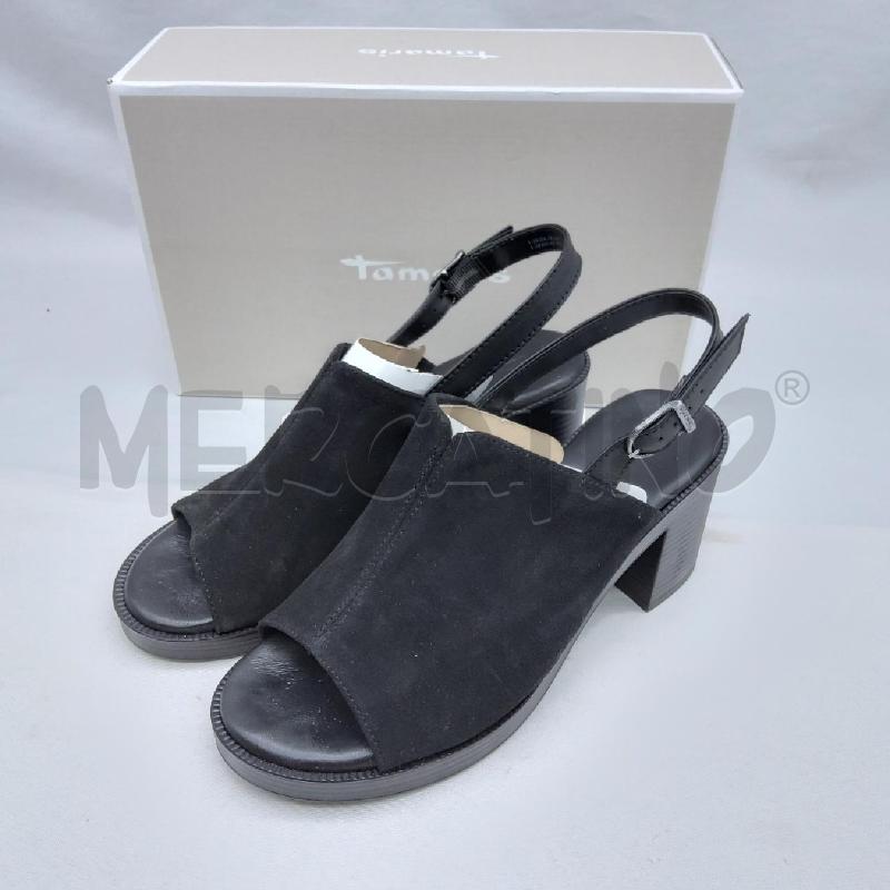 SANDALI D SC1 TAMARIS NERO VERA PELLE CINGHIETTO  | Mercatino dell'Usato San maurizio canavese 1