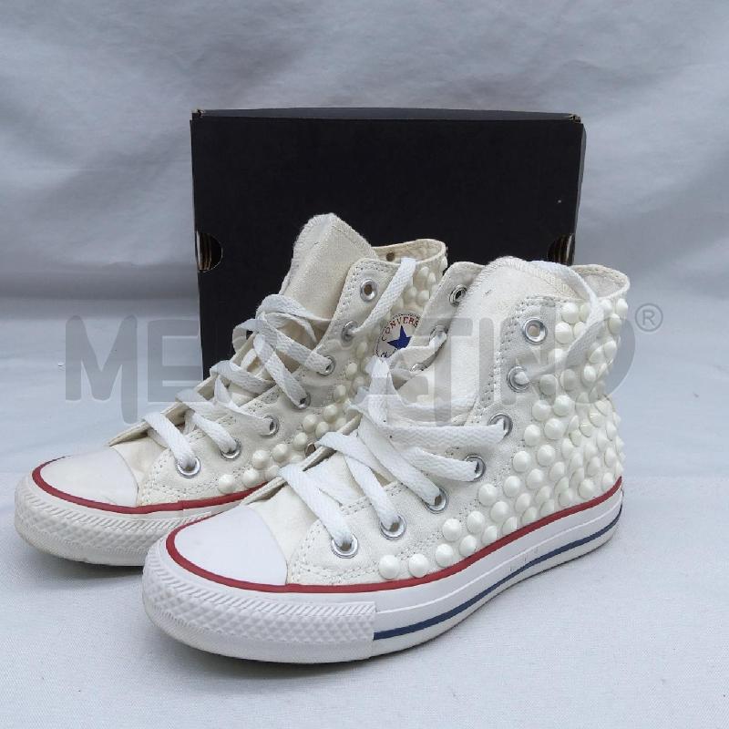 SCARPE D CONVERSE SC2 BIANCO TELA BORCHIE  | Mercatino dell'Usato San maurizio canavese 1