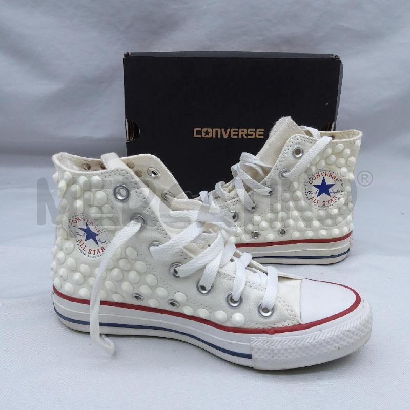 SCARPE D CONVERSE SC2 BIANCO TELA BORCHIE  | Mercatino dell'Usato San maurizio canavese 3