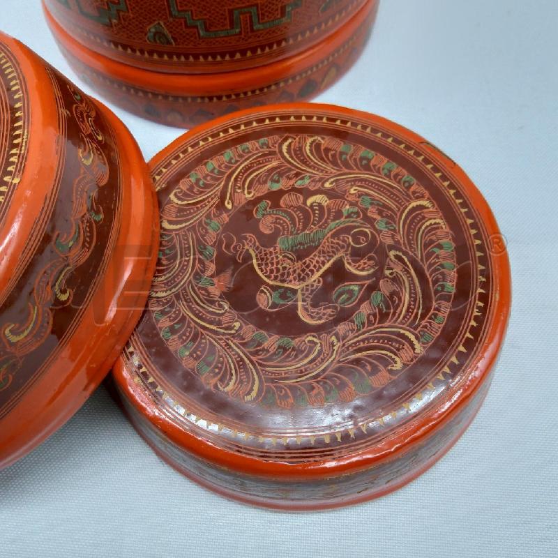SCATOLA CILINDRO ARANCIO LACCA + 2 CIOTOLINE | Mercatino dell'Usato San maurizio canavese 2