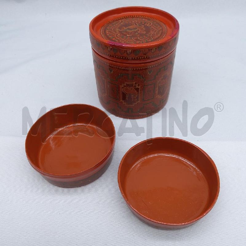SCATOLA CILINDRO ARANCIO LACCA + 2 CIOTOLINE | Mercatino dell'Usato San maurizio canavese 3