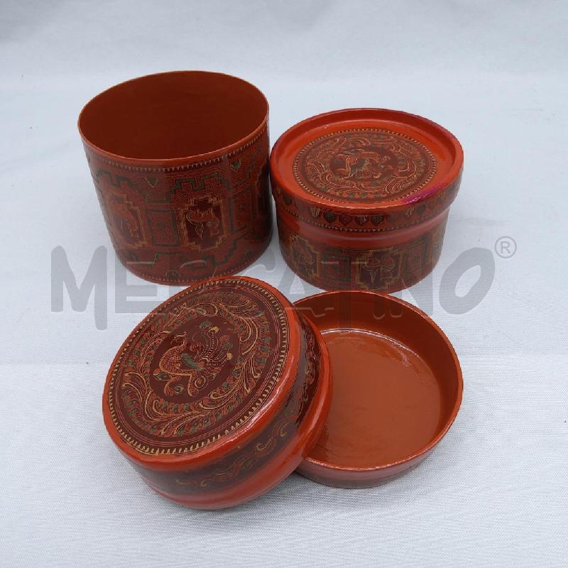 SCATOLA CILINDRO ARANCIO LACCA + 2 CIOTOLINE | Mercatino dell'Usato San maurizio canavese 4