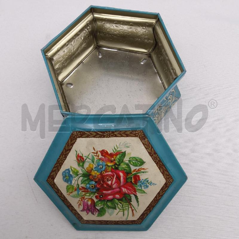 SCATOLA LATTA VINTAGE ESAGONALE AZZ FIORI | Mercatino dell'Usato San maurizio canavese 4