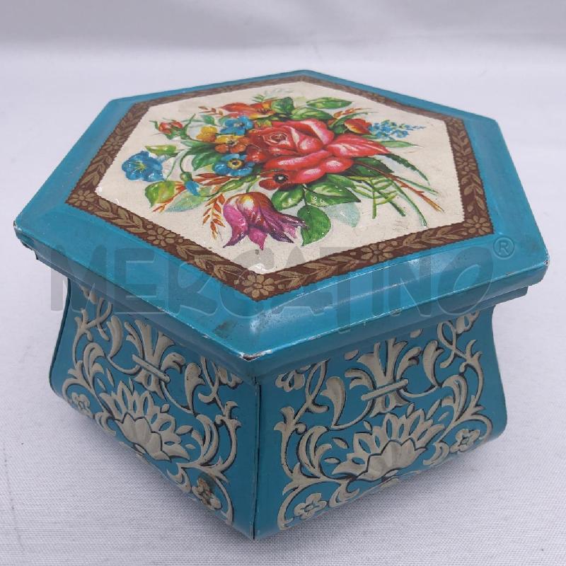 SCATOLA LATTA VINTAGE ESAGONALE AZZ FIORI | Mercatino dell'Usato San maurizio canavese 5