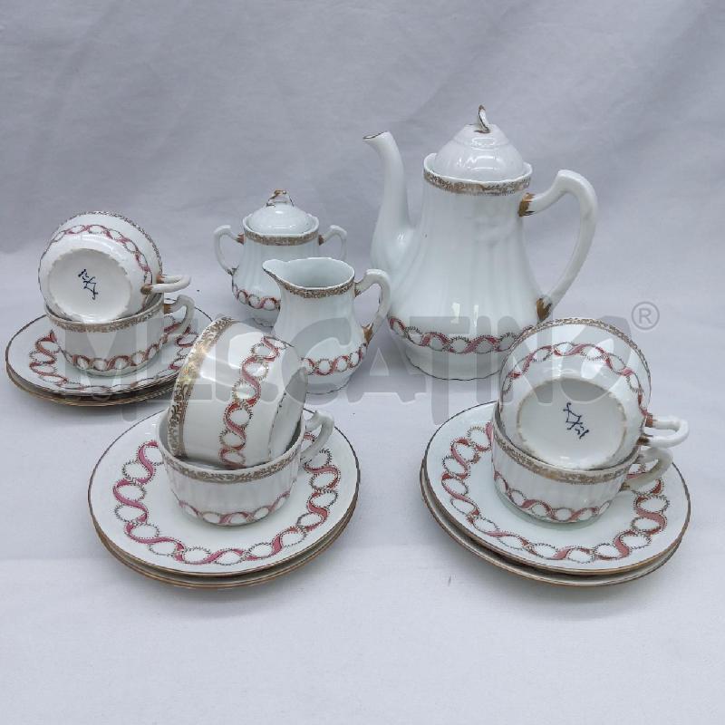 SET 6 TAZZE CERAMICA SEVRES GRECA ROSA ORO | Mercatino dell'Usato San maurizio canavese 1