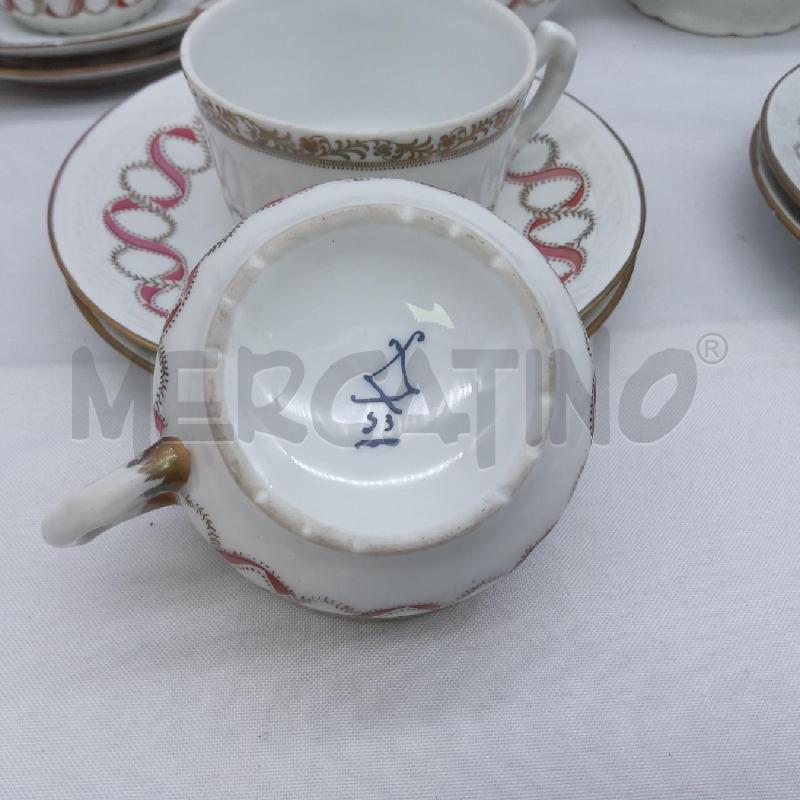 SET 6 TAZZE CERAMICA SEVRES GRECA ROSA ORO | Mercatino dell'Usato San maurizio canavese 3