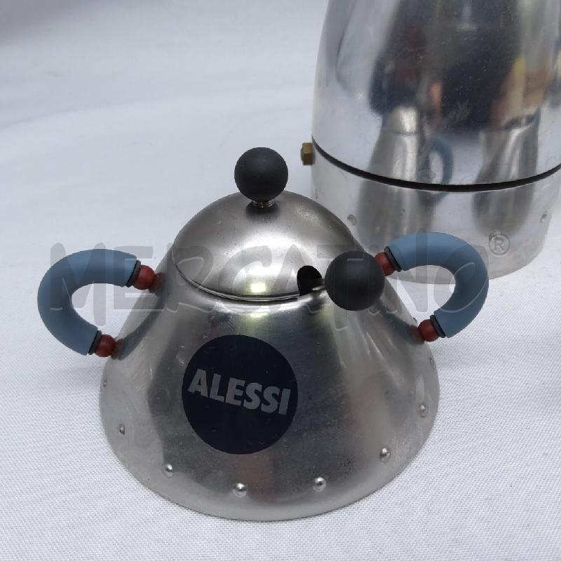 SET ALESSI PZ 3 CAFFETTIERA + ZUCCHERIERA + LATTIERA MANICO AZZURO | Mercatino dell'Usato San maurizio canavese 2