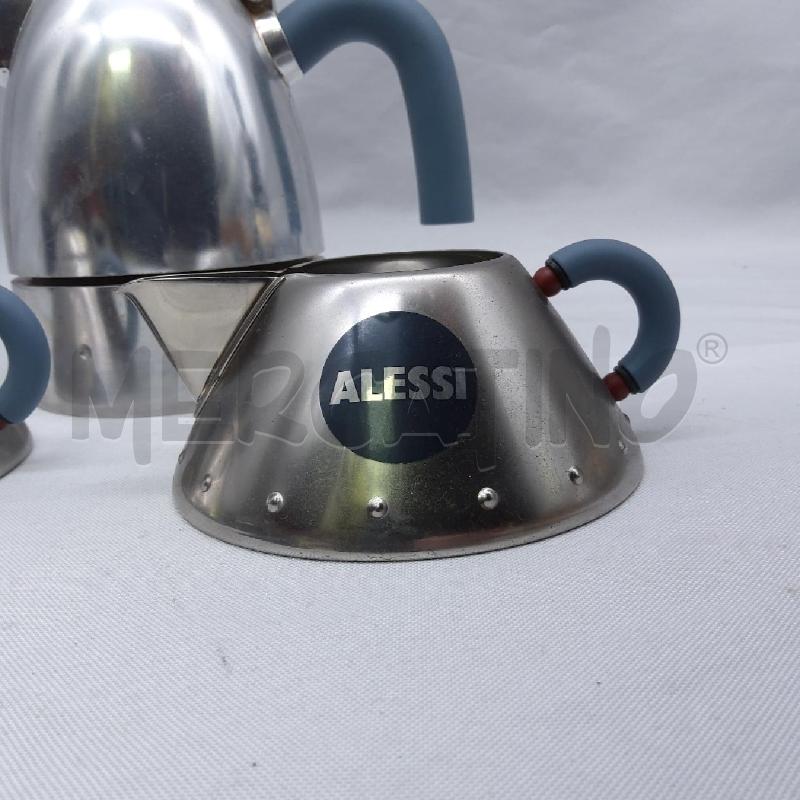 SET ALESSI PZ 3 CAFFETTIERA + ZUCCHERIERA + LATTIERA MANICO AZZURO | Mercatino dell'Usato San maurizio canavese 3