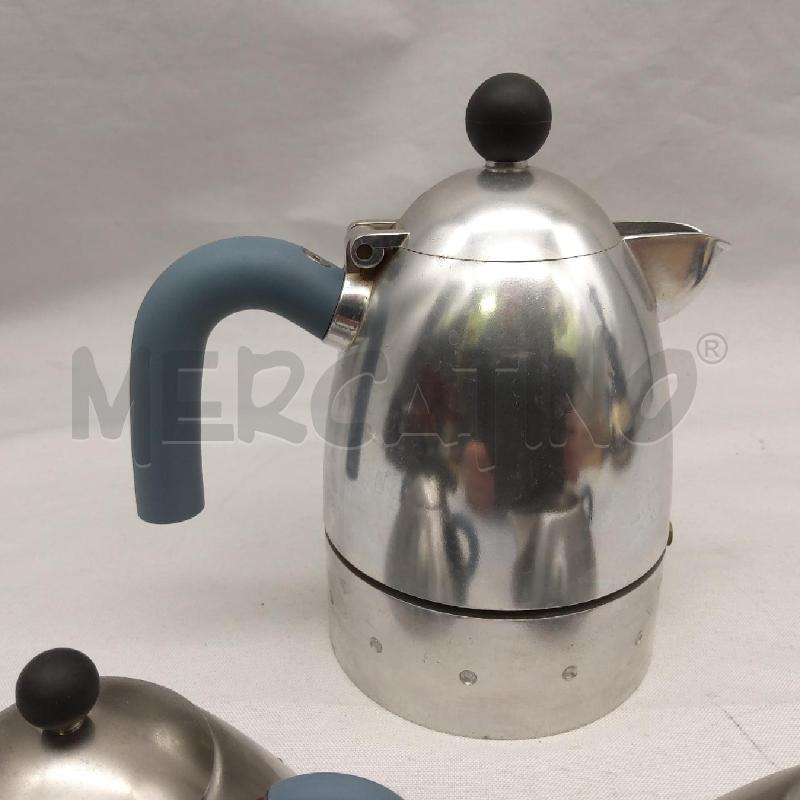 SET ALESSI PZ 3 CAFFETTIERA + ZUCCHERIERA + LATTIERA MANICO AZZURO | Mercatino dell'Usato San maurizio canavese 4