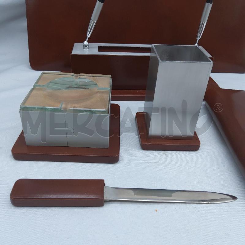 SET SCRIVANIA PZ 6 PELLE /METALLO SATINATO  | Mercatino dell'Usato San maurizio canavese 1