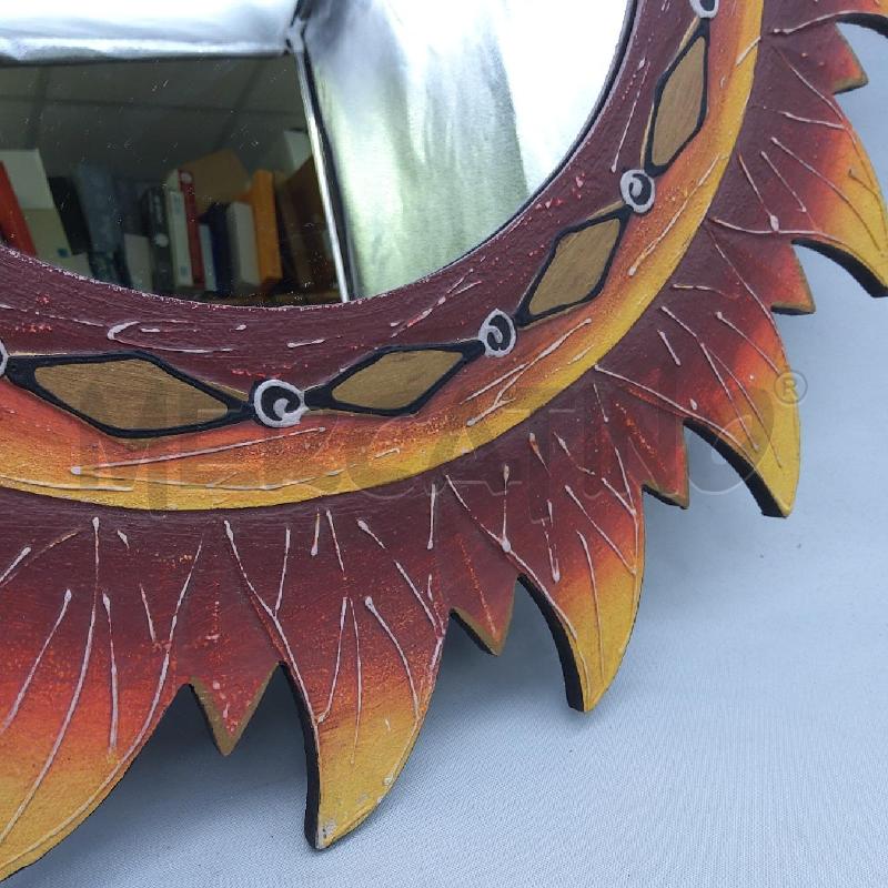 SPECCHIETTO ETNICO SOLE LEGNO ARANCIO | Mercatino dell'Usato San maurizio canavese 2