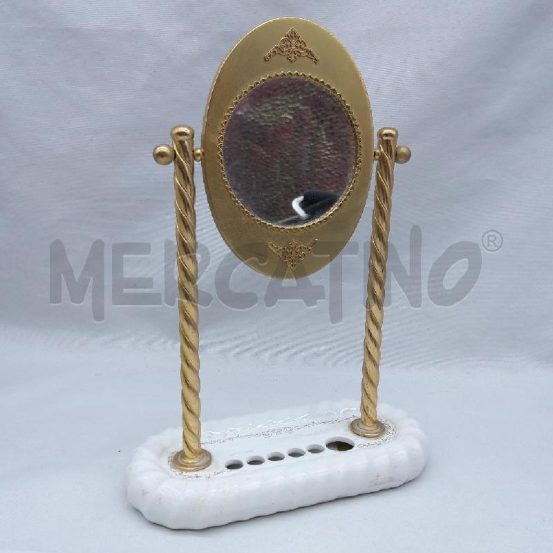 SPECCHIETTO ORO TRUCCO TAVOLO BASE CERAM BCO  | Mercatino dell'Usato San maurizio canavese 3