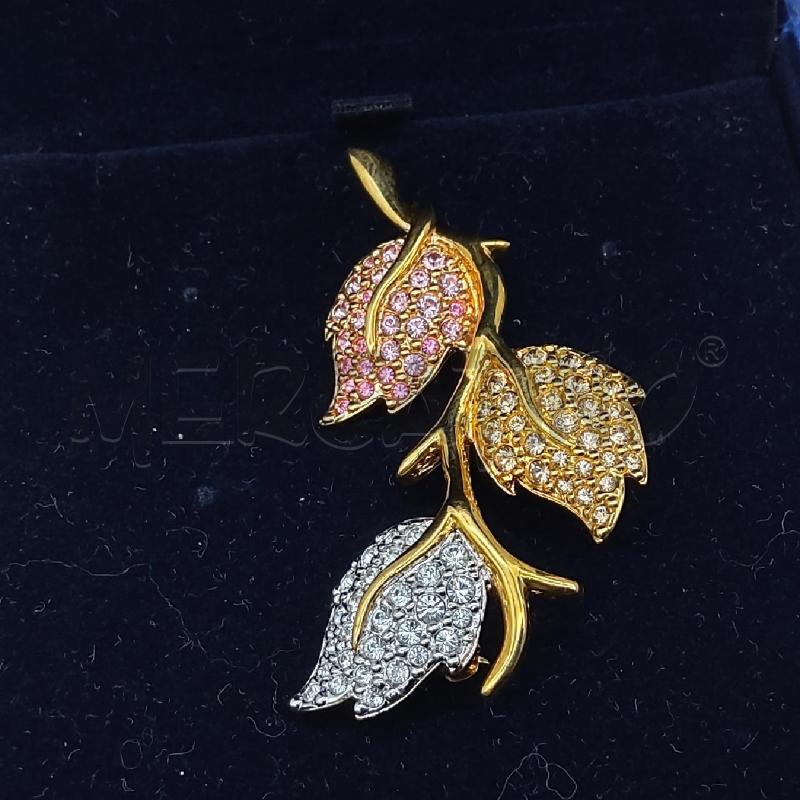 SPILLA SWAROVSKI FOGLIE STRASS RAMO DORATO | Mercatino dell'Usato San maurizio canavese 2