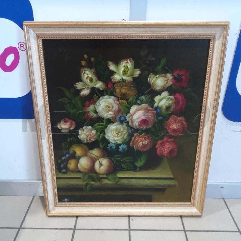 STAMPA NATURA MORTA FRUTTA FIORI CORNICE ORO BEIGE | Mercatino dell'Usato San maurizio canavese 1