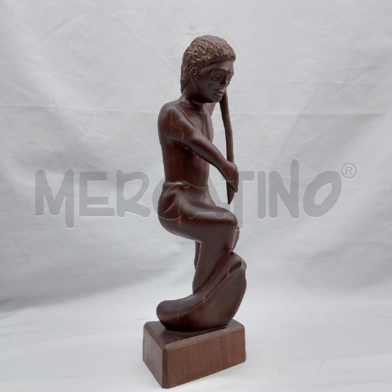 STATUA LEGNO UOMO CON LANCIA | Mercatino dell'Usato San maurizio canavese 3