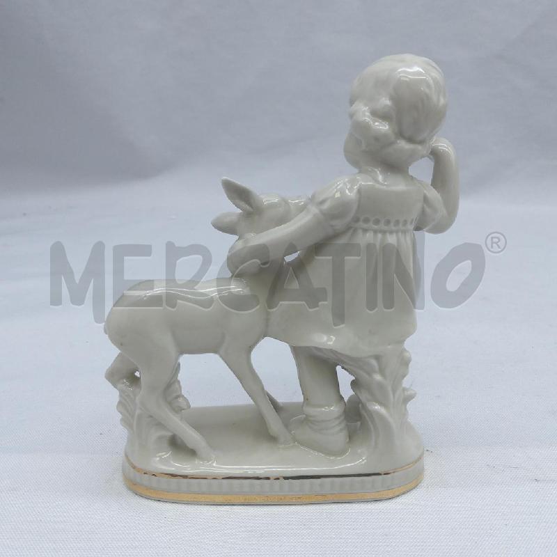 STATUINA BIMBA CON CERBIATTO CERAMICA  | Mercatino dell'Usato San maurizio canavese 2