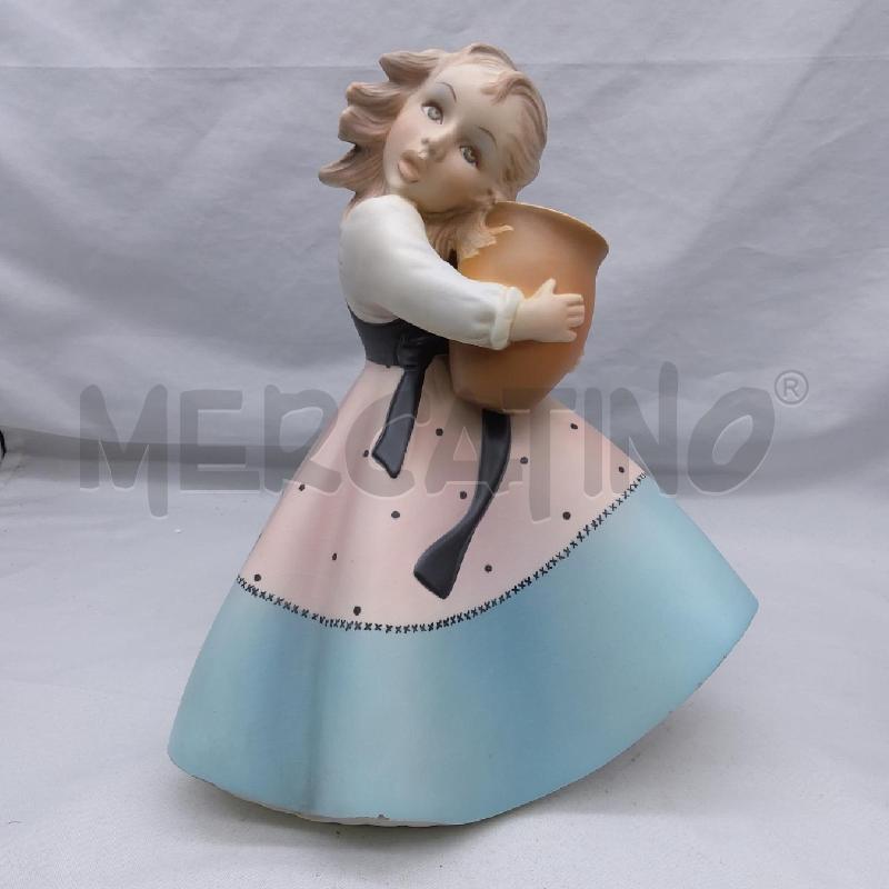 STATUINA BIMBA VESTITO ROSA AZZURRO CON VASO | Mercatino dell'Usato San maurizio canavese 1