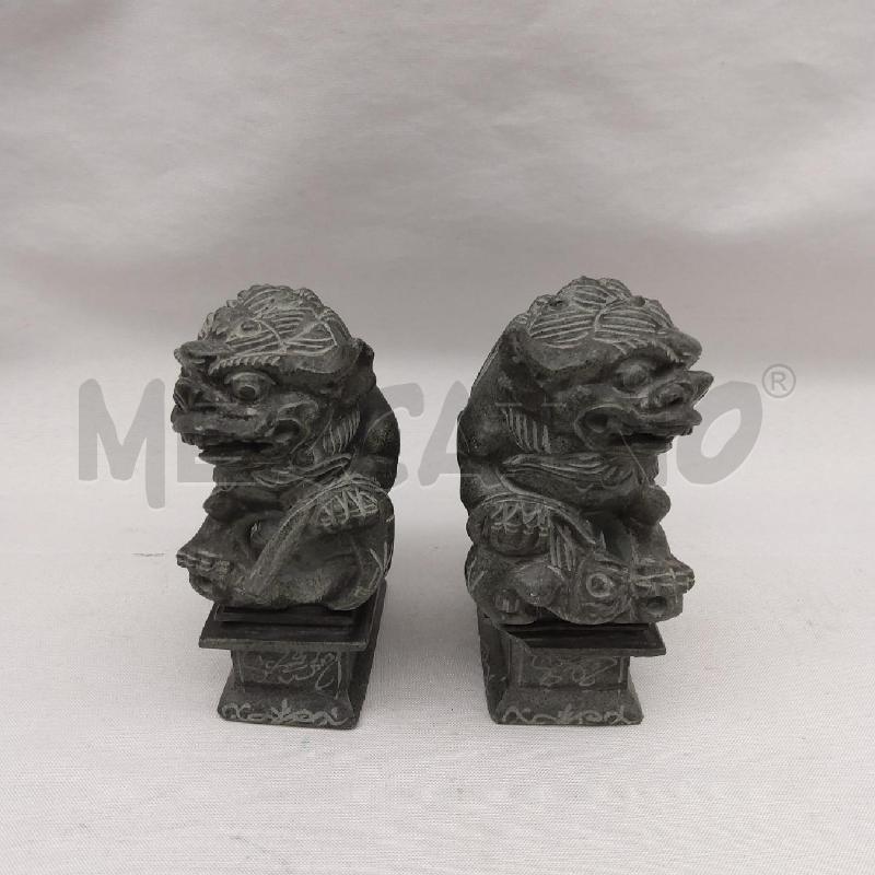 STATUINA COPPIA CANI CINESI PIETRA GRIGIO | Mercatino dell'Usato San maurizio canavese 2