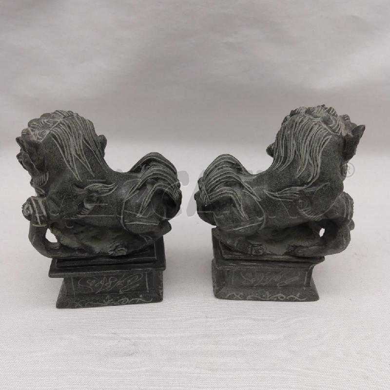 STATUINA COPPIA CANI CINESI PIETRA GRIGIO | Mercatino dell'Usato San maurizio canavese 3