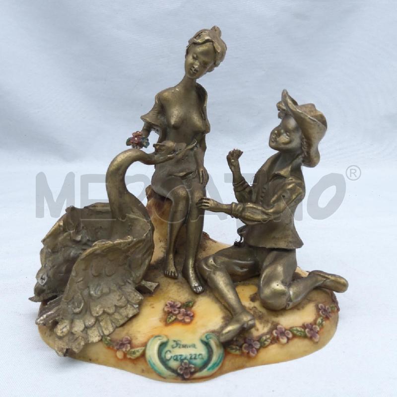 STATUINA COPPIA CON CIGNO BRONZO PRINMO CAREZZA | Mercatino dell'Usato San maurizio canavese 1
