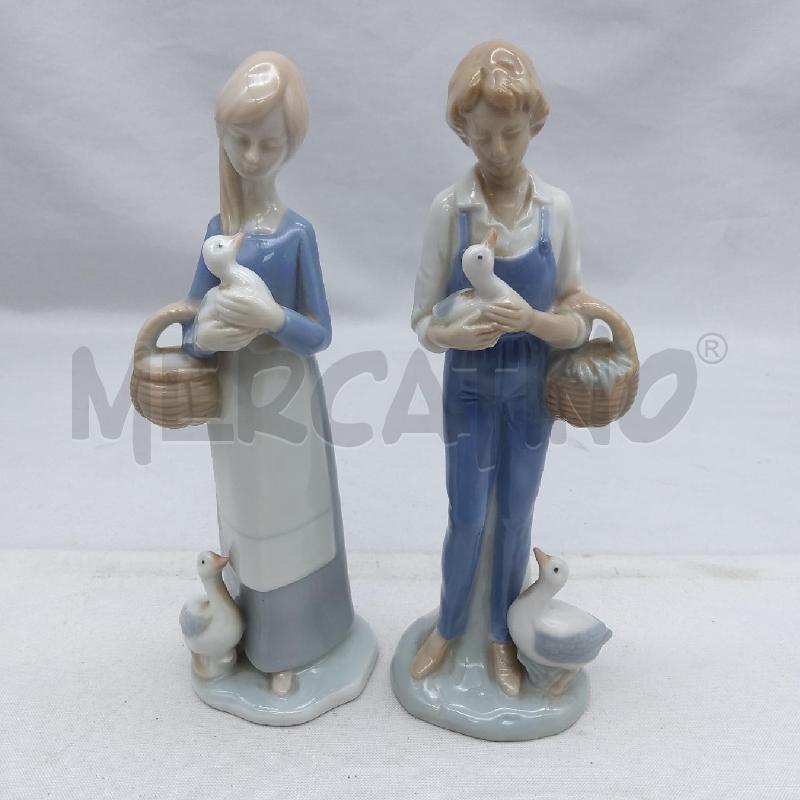 STATUINA COPPIA PERSONAGGI CON OCHE E CESTI | Mercatino dell'Usato San maurizio canavese 1