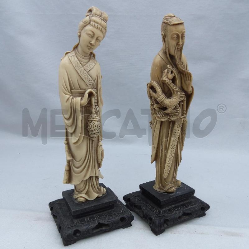 STATUINA COPPIA SAGGI ORIENTALI BASE LAVORATA | Mercatino dell'Usato San maurizio canavese 3