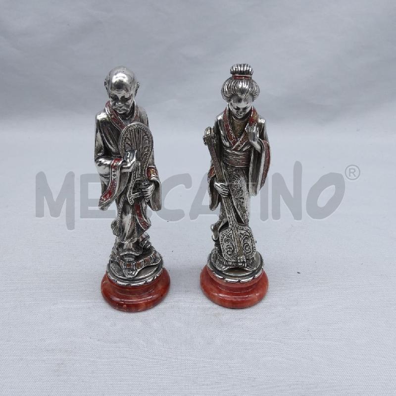 STATUINE COPPIA ORIENTALI LAMINA ARGENTO BASE  | Mercatino dell'Usato San maurizio canavese 1