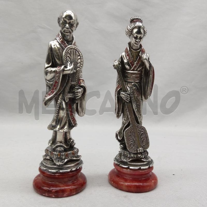 STATUINE COPPIA ORIENTALI LAMINA ARGENTO BASE  | Mercatino dell'Usato San maurizio canavese 2
