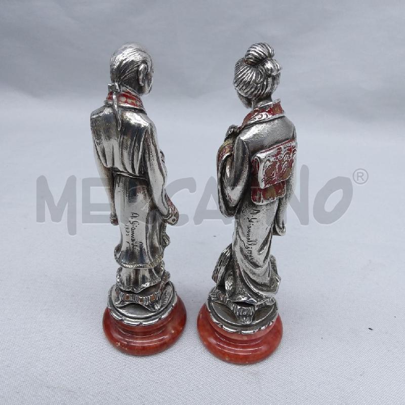 STATUINE COPPIA ORIENTALI LAMINA ARGENTO BASE  | Mercatino dell'Usato San maurizio canavese 3