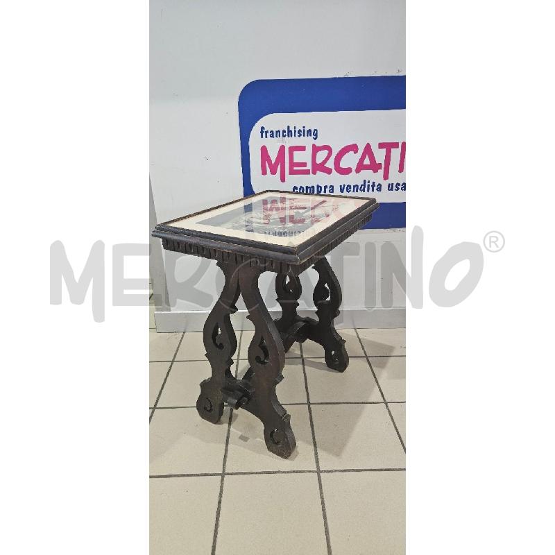 TAVOLINETTO LEGNO SCURO PIANO QUADRETTO BIANCO NERO | Mercatino dell'Usato San maurizio canavese 2