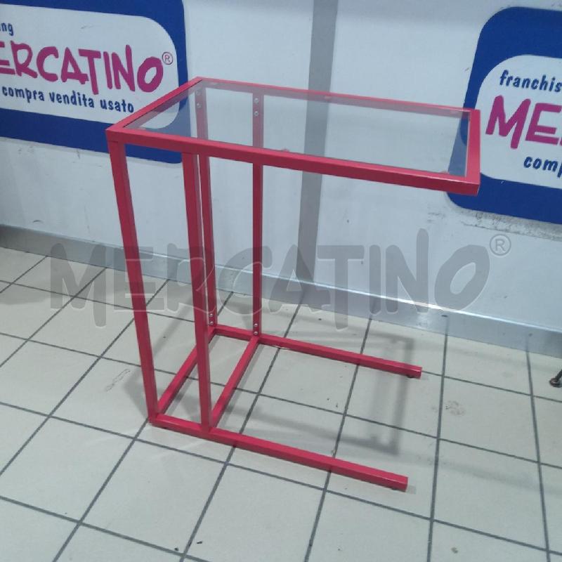 TAVOLINO DA DIVANO METALLO ROSSO RIPIANO VETRO | Mercatino dell'Usato San maurizio canavese 2