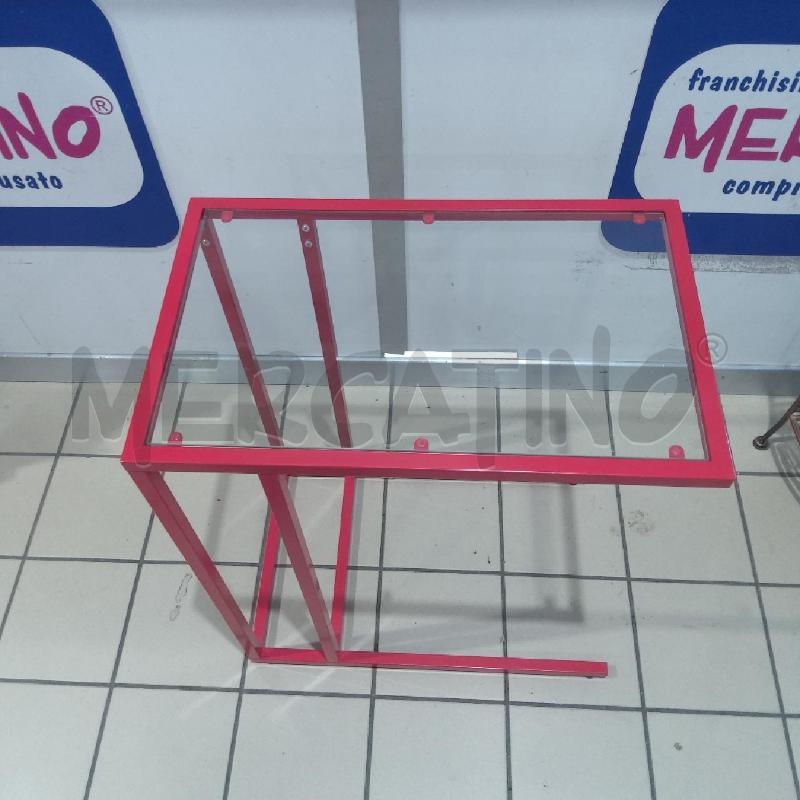 TAVOLINO DA DIVANO METALLO ROSSO RIPIANO VETRO | Mercatino dell'Usato San maurizio canavese 3