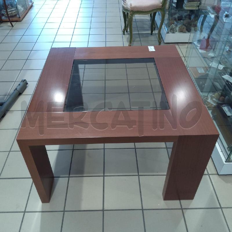 TAVOLINO NATUZZI BASSO QUAD LEGNO VETRO CENTRALE FUMÈ | Mercatino dell'Usato San maurizio canavese 1
