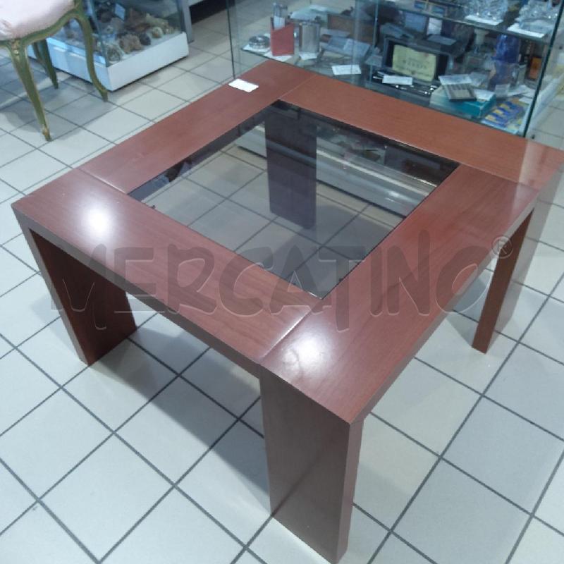 TAVOLINO NATUZZI BASSO QUAD LEGNO VETRO CENTRALE FUMÈ | Mercatino dell'Usato San maurizio canavese 2