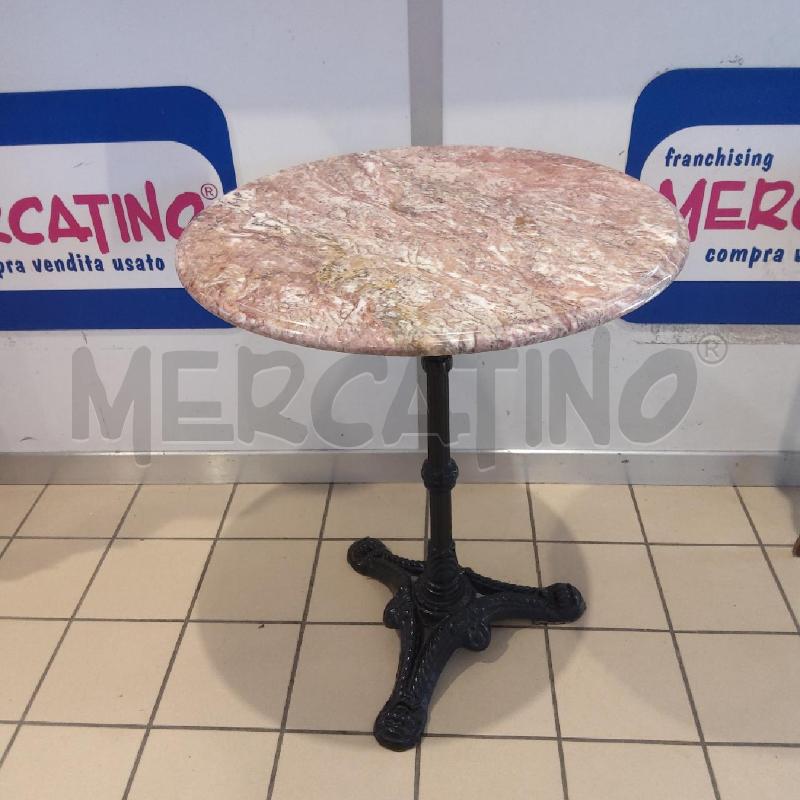 TAVOLINO ROTONDO MARMO ROSA BASE GHISA NERO LAVORATA | Mercatino dell'Usato San maurizio canavese 1