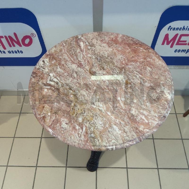 TAVOLINO ROTONDO MARMO ROSA BASE GHISA NERO LAVORATA | Mercatino dell'Usato San maurizio canavese 2