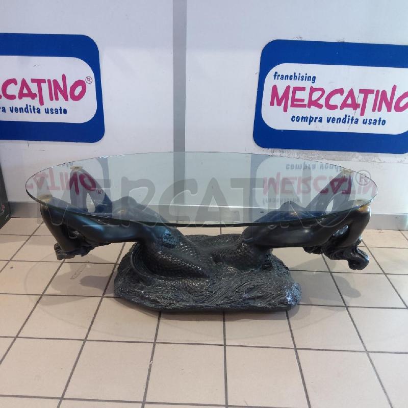 TAVOLINO SALOTTO CRISTALLO OVALE BASE 2 SIRENE | Mercatino dell'Usato San maurizio canavese 1