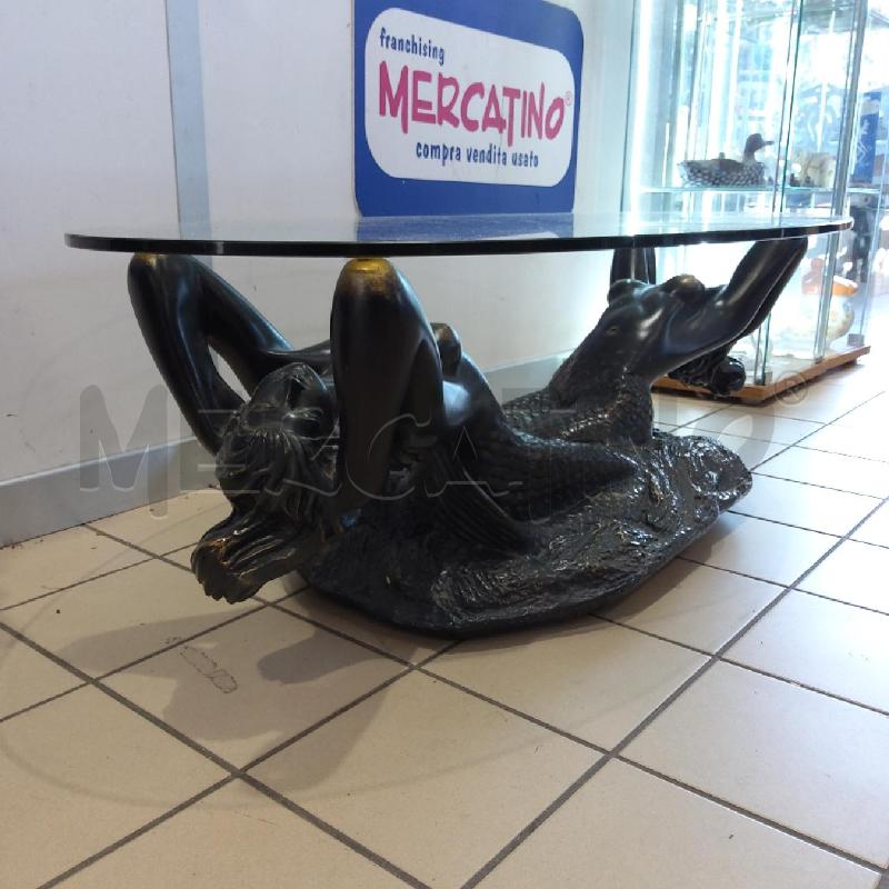TAVOLINO SALOTTO CRISTALLO OVALE BASE 2 SIRENE | Mercatino dell'Usato San maurizio canavese 2