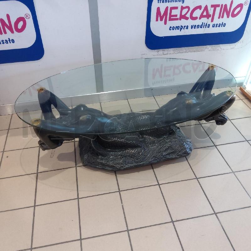 TAVOLINO SALOTTO CRISTALLO OVALE BASE 2 SIRENE | Mercatino dell'Usato San maurizio canavese 3