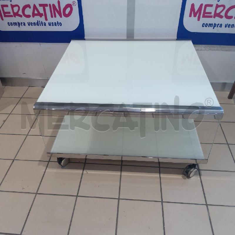 TAVOLINO SALOTTO VETRO PIANO INFERIORE BCO CON RUOTE  | Mercatino dell'Usato San maurizio canavese 1
