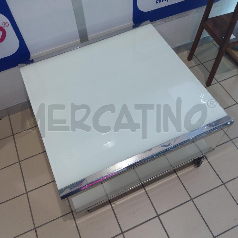 TAVOLINO SALOTTO VETRO PIANO INFERIORE BCO CON RUOTE  | Mercatino dell'Usato San maurizio canavese 3