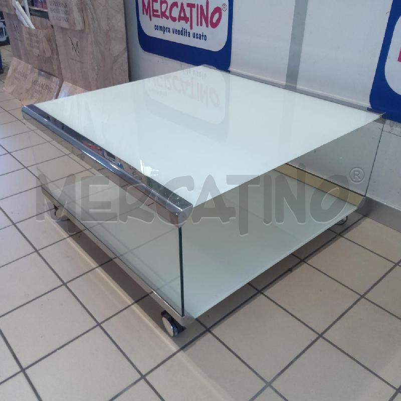 TAVOLINO SALOTTO VETRO PIANO INFERIORE BCO CON RUOTE  | Mercatino dell'Usato San maurizio canavese 4